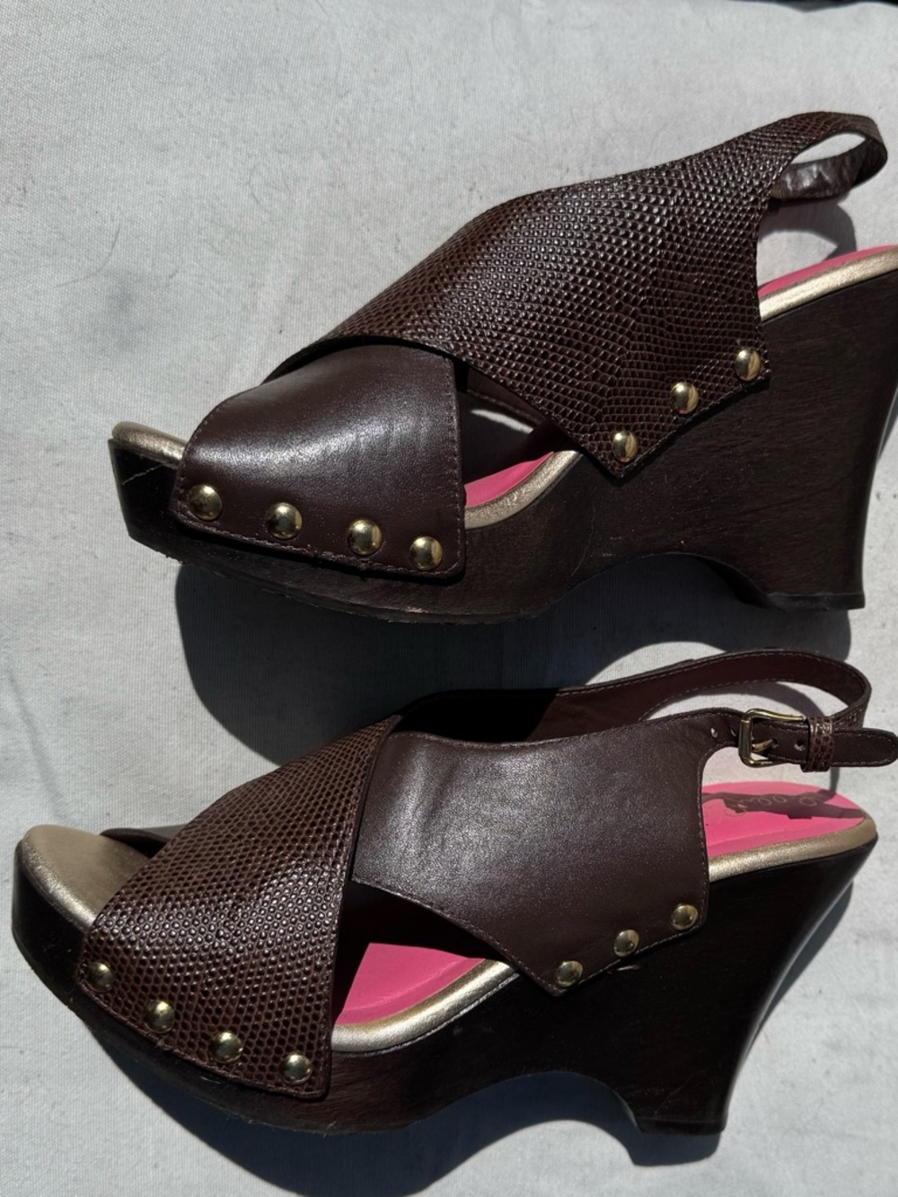 Women's Brown Studded Platform Wedge Sandals